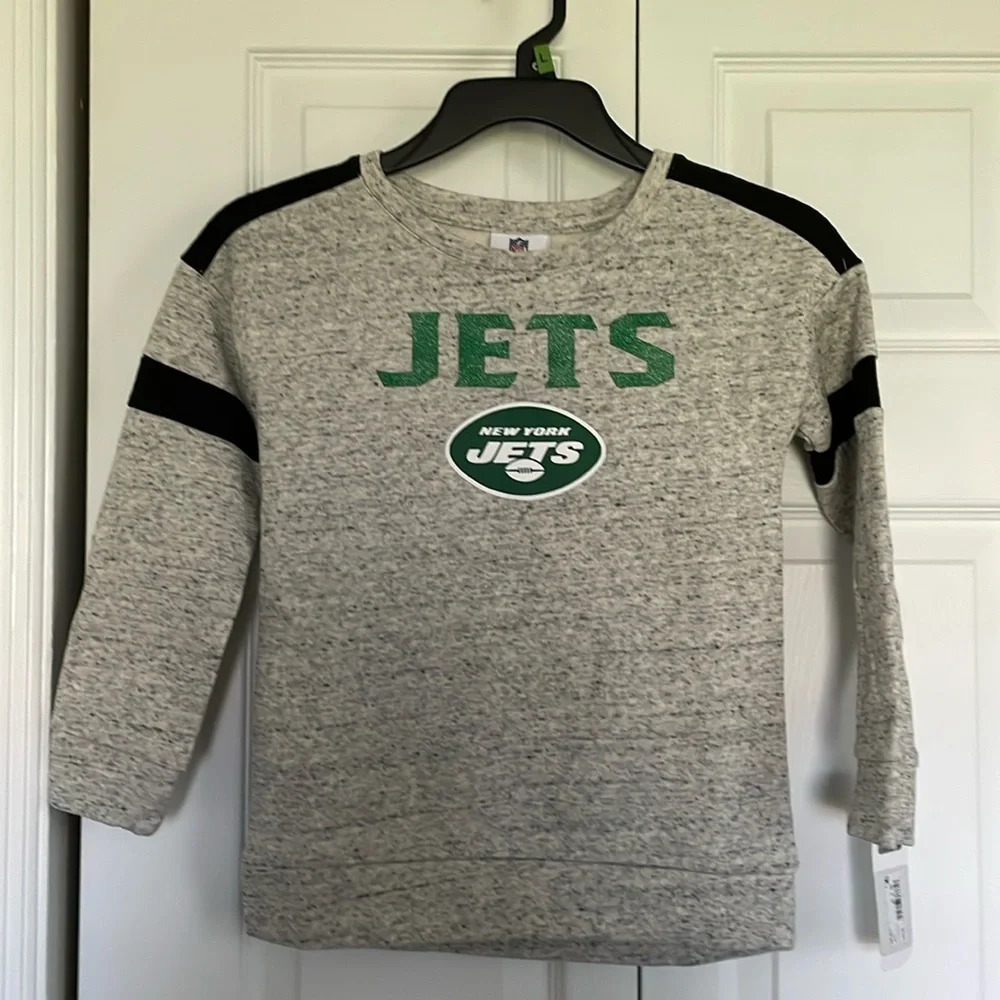 NWT NFL girls small (6/6x) team apparel New York Jets sweatshirt. Gray speckled.